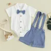 Kledingsets baby Baby Boy Summer Outfit Gentleman Korte mouw Romper overhemd shirt Suspender Shorts 2pcs Pak Deset set