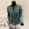 Women's Jackets designer Correct Edition~2023 Autumn/Winter New Silk Printed Lining Plaid Wool Blended Coat 9731 DHD5