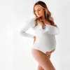 Maternity Dresses Maternity Photoshoot Bodysuits Slope Shoulder Bodysuit Stretchy Women Pregnancy Dresses for Photography photo shoot 240413