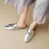 Slippers Phoentin Designer Mules Shoes Cover Toe Outdoor Women Plus Size 43 Low Heels Summer Party Gold Silver FT3472