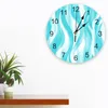 壁の時計抽象グラデーションラインブルーグリーンクロックサイレントデジタルホームベッドルームキッチンリビングルームの装飾