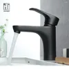 Badrumsvaskar kranar Hideep Black Short Basin -kran och kallt koppar Enkel handtag WASHBASIN FACTORY DIREKT