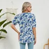 Kvinnor Bluses Women Top T-shirt Stylish V-Neck Casual Shirt With Graphic Print Loose Fit Tunic for Vacation Party Short