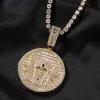 Tive Wolf Tide Jésus Cross Round Medal Pendant Collier Hip Hop Silver Full Diamond Colliers Mens Charme Accessoires Iced Out Crystal Hip Hop Bijoux Collier