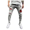 Jeans masculin Mens New Denim Straight Pocket Stitching Plaid pantalon mort Pantal