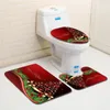 Badmatten 3 stks/set Merry Christmas Badkamer Mat Anti Slip Keuken Tapijt Sets Huis Wasbaar Toilet Deksel Hand Tapijtvloer