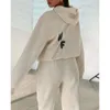 Designer Tracksuit Hoodie Sets zwei 2 -teilige Frauen Kleidung Kleidung Set Langarm Pullover Kapuzentripsanlagen Sporty Hosen