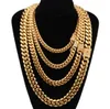 818mm bred rostfritt stål kubanska Miami -kedjor halsband cz zirkonlås lås stor tung guldkedja för män hip hop rock smycken8004027