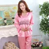 Vêtements à la maison Femelle Pyjamas Suit élégant Lace Lace Floral 2pcs CHIRTPANTS SEXY NIGHTWEAR Satin Femmes Set Intime Lingerie