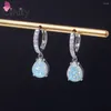 Boucles d'oreilles en peluche créée de Cinoty Fire White Opale Silver plaquée à eau Gémère de pierre de pierre pour femmes bijoux d'été