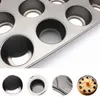 Bakvormen rond / vierkant / hart verwijderbaar 12 Mini Cake Tray Cheesecake Cup Non Stick Muffin Pan Schimmel keukengereedschap