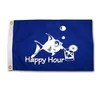 Happy Hour Fish Royal Blue Flag 3x5ft Polyester Outdoor ou Indoor Club Digital Printing Banner et drapeau entier4490263