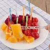 Fourks Bamboo Plastic Transparent transparent Fruit Fruit Fork deux dents de gâteau de dim sum Stick