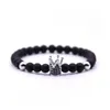 Braccialetti di pietra vulcanica con perline Amanti amanti fatti a mano Matte Crown Yoga Buddha perline di pietre naturali Bracciale per uomini donne gioielli Dht5q