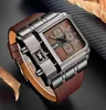 OULM 3364 Bracelet en cuir de luxe Men sur le nouveau Style Fashion Sport Militarz Quartz montre la garde-temps