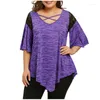 Women's T Shirts Summer Plus Size Casual T-shirt 7XL 6XL 5XL Fashion Lace Irregular Lotus Leaf Sleeve Shirt Short