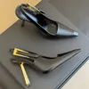 2024 جديد 7-9cm Slingback Sandal Lee Mirror Leather Clipper Stiletto Heels Buckle Women Luxury Designer Sexy Party Summer Dress Girl Evening Evening High Heel