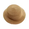 Beretten vrouwen Straw Hat Sun Protection Anti-UV Wijd rand Flat Top opvouwbare buitenkamperen Cap Vakantie Beach