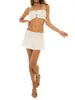 ワークドレス女性2ピーススカート服スパゲッティストラップルーチドキャミークロップトップサマーボディコンショートミニセットY2Kストリートウェア
