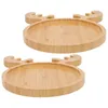 Plates 2 Pcs Decor Fruit Tray Dessert Salad Plate Bamboo Dinner Pastry Snack Platter Storage Child Serving