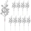 Fleurs décoratives 10pcs tiges de baies artificielles fausse branche pour les décorations de couronne d'arbre de Noël