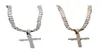 Pingente de zircão gelado com colar de cadeia de tênis de 4 mm homens mulheres jóias de hip -hop ouro prata cz set2717182