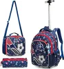 Mochila com rodas escolares de 18 polegadas para meninos meninas viagens rolando polegadas bolsas de carrinho de bolsa para almoço e lápis 240328