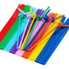 Disposable Cups Straws 100Pcs Fluorescent Plastic Bendable Art Drinking Beverage Wedding Decor Mixed Colors Party Supplies