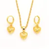 Earrings Necklace 14K Yellow Solid Fine Gold Dubai India Heart African Set Pendant Ethiopia Bridl Jewelry Sets Drop Delivery Ottgd