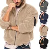 Men's Jackets Men Thick Fleece Jacket Trendy Fluffy Hooded Coat With Thickened Zipper Closure Long Sleeves For Winter Autumn