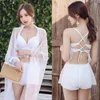 Traje de baño de baño para mujeres Juego de bikini acolchado sexy con encubrimiento de manga larga Traje de baño de playa brasileño 3 piezas verano