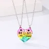 Pendant Necklaces 2Pcs/Set!! 3-color Friend Forever Necklace Colourful Heart Shaped BFF Friendship Jewelry Charm For Girl Women