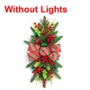 Decorative Flowers Christmas Wreath LED Rattan Xmas Door Hanging Wreaths Decoration 2024 For Home Stair Garland