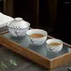 Teaware Sets Hoogd Ceramics Travel Tea Set Gaiwan Portable Quick Cup One Pot en Two Cups Outdoor Teapot Drinkware