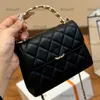 23KからZhen Boutique Leather Diamond Pattern Women's Luxury Clamshell Handbag Handle Metal Single Chainsing