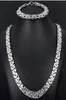 Zestaw Jewlery w nowym stylu 8 mm srebrny ton płaski łańcuch bransoletki łańcucha bransoletki 316L Bling ze stali nierdzewnej do mody męskiej GI3919029