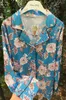 Hemkläder 2024 Spring Autumn Women's High Elastic Satin Silk Pyjamas Lotus Flower Printing Långärmad nattkläderbyxor