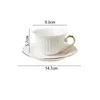 Mugs European Ceramic Mug Light Luxury Court Relief Cup And Saucer Set Office Desktop Afternoon Tea Coffee Cups Home Decoration