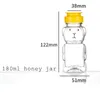 Förvaringsflaskor x390 björn honungsburk 180 ml kapacitet dropplös plast PET -flaska pressbar silikonventilkåpa