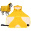 Hundekleidung Regen Poncho PU gelb mit Bauchschutz Bauchband langlebige Jacke auffällige Kleidung für Welpen