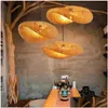 Articoli di novità Bamboo Lampada sospesa a sospensione Luce a soffitto Rattan Vicker Lustre a mano intrecciata sospesa 18 19 30 Casa Dining Letto RO DHRHP