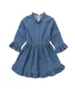 Ins Baby Girls Dżinsowa sukienka Spring Autumn Children Rlefle Rękaw Księżniczka Dress Fashion Butique Kids Odzież C56499992084