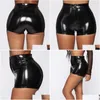Women'S Shorts Glossy Bag Hip Latex Y Bottom Underwear Women High Waist Leather Pants Short Erotic Shiny Sha Pvc Drop Delivery Appare Dham1