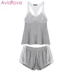 Home Clothing Avidlove Lace Clothes For Women Soft Set Pajama Sleepwear Nightwear Round Neck Trim Top Tank & Shorts