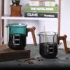 Vinglas 1 bit 450 ml Solid Teal Grey Glass Coffee Maker Filter Cup Sharing Pot med trähandelsskala upp till 300 ml