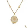 Pendant Necklaces Selling 12 Constellation Necklace Classic 18K Gold Zodiac Sign Round Bead Chain Jewelry Drop Delivery Pendants Dht6F