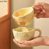Becher kreativer Keramik Becher Blume Muster Kaffee Büro -Saft Tasse Milch Handheld Typ Wasserte Tassen Haushaltswaren
