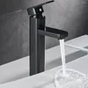 Waschbecken Wasserhähne 1pcs Becken Wasserhahn Schwarz Kälte und Wassermischer Edelstahl Badewanne Thermostate Duschen Haus nach Hause