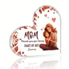 Figurines décoratifs Signe de message Imprimé Crystal Acrylique Heart Plaque Gift de la fête des mères Noël pour maman Mother Bedroom Office KeepSake