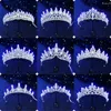 Clipes de cabelo Crystal Tiaras for Women Blue Led Light Crown Captrinhed Acessórios